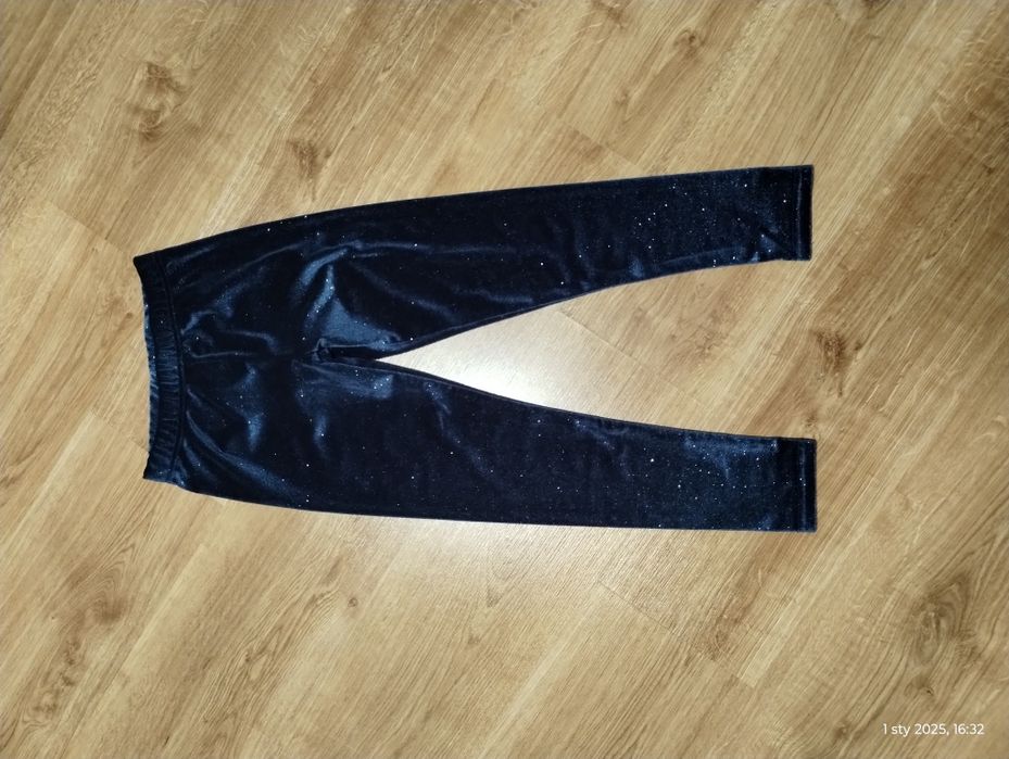 Jak nowe Legginsy / spodnie z brokatem dla dziewczynki 134
