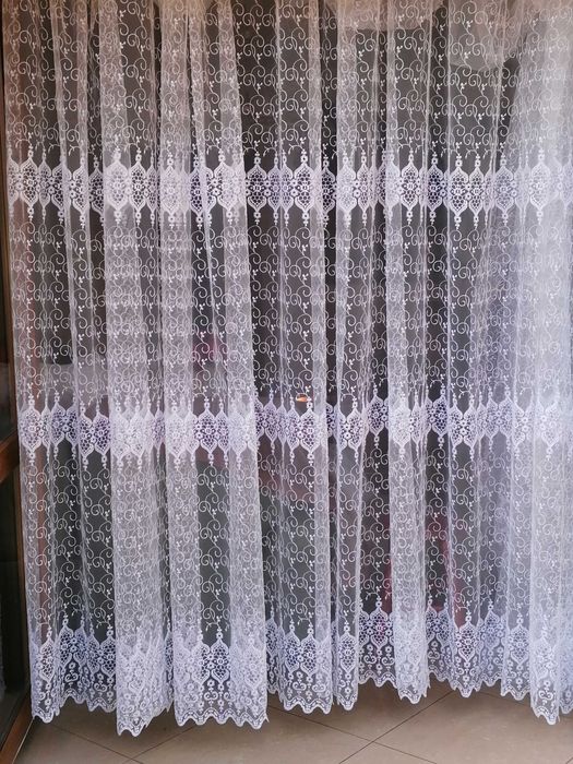 FIRANKA z metra 3 rzędy haftu wys 280 cm biała ,haftowana,turecka
