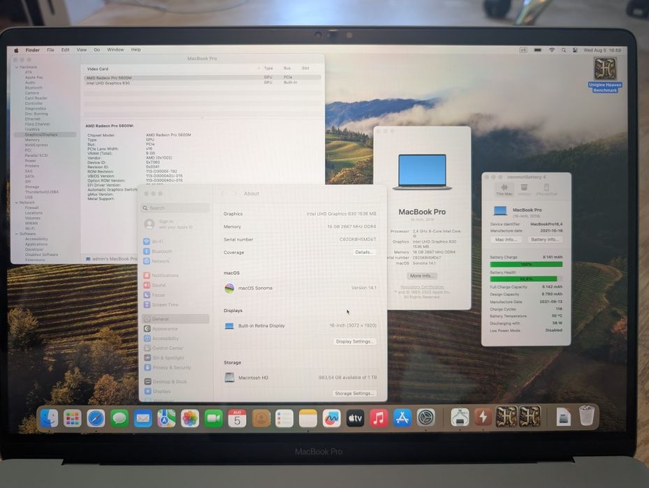 MacBook Pro 16" 2021 a2141, і9, 16/1 ТБ, 5600М!! як новий, ЕКСКЛЮЗИВ