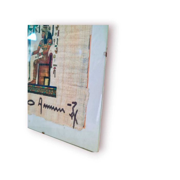 Pintura Egípcia em Papiro Autêntico – Ísis e Hathor / Nefertari