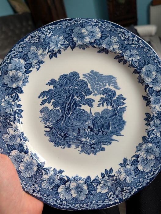 Angielski talerz WOODLAND - Johnson Brothers - Blue Transferware