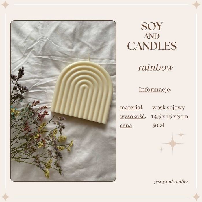 Świeca sojowa Rainbow, ozdoba do domu, pomysł na prezent