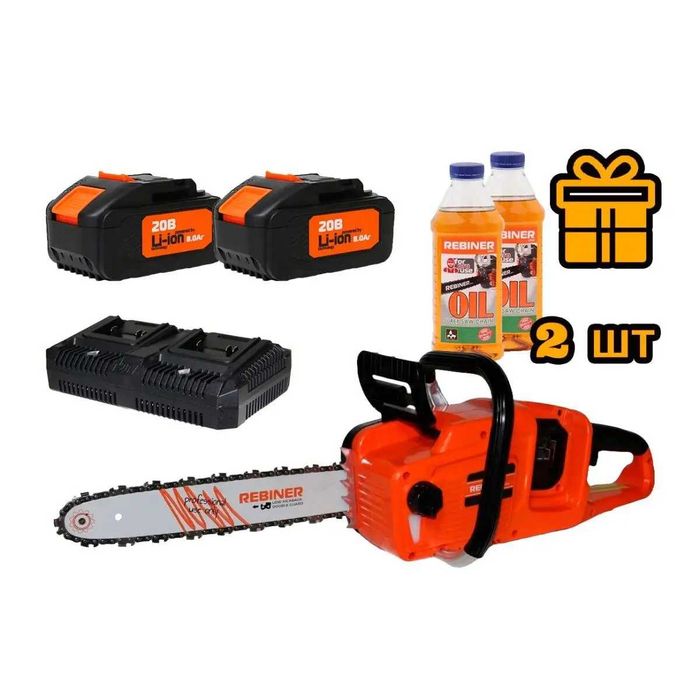 Акумуляторна ланцюгова пилка Rebiner RCSA-40/20Li  2 АКб 20В 4АГ та Зп