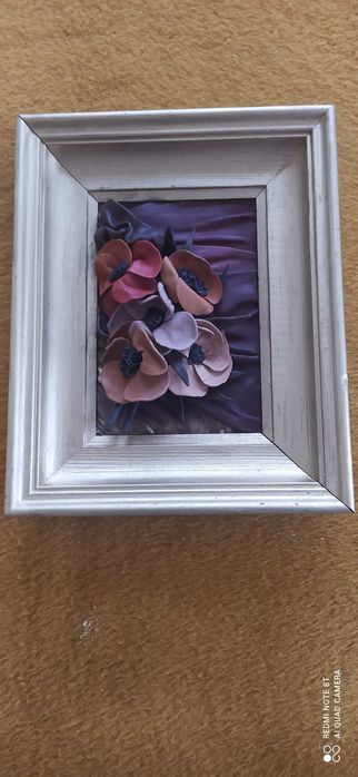 Obraz skorzany kwiaty