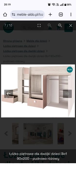 Łóżko piętrowe ALDO