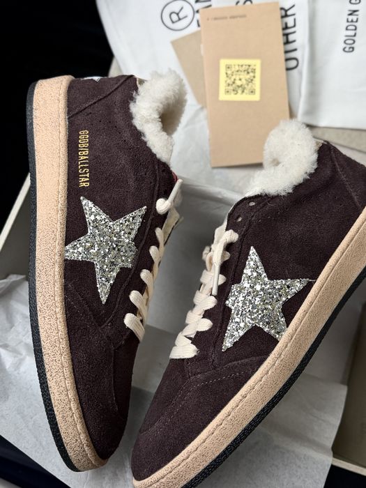 кеди зимові  утеплені  жіночі ggdb golden goose голден хутряні балстар ballstar