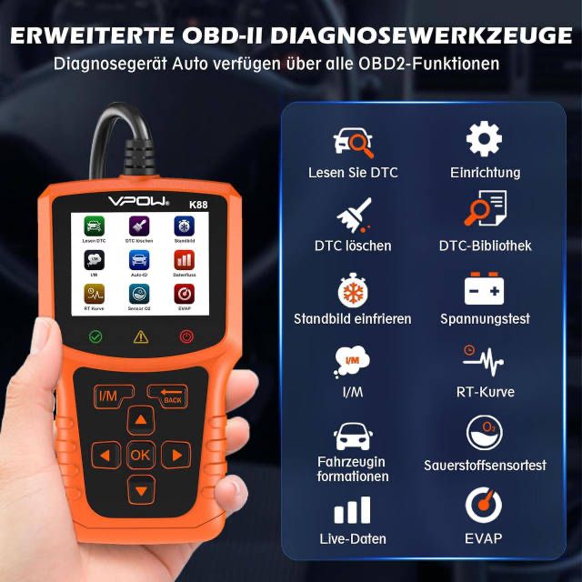 Автосканер VPOW K88 OBD2/EOBD для діагностики автомобіля
