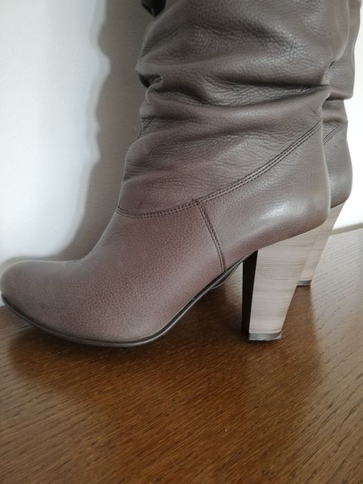 kozaki damskie 38 skóra naturalna fango taupe