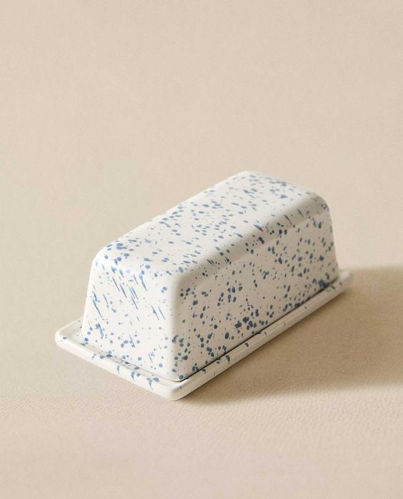 ZARA HOME maselniczka z kamionki kropki plamki ciapki kamionka cermika