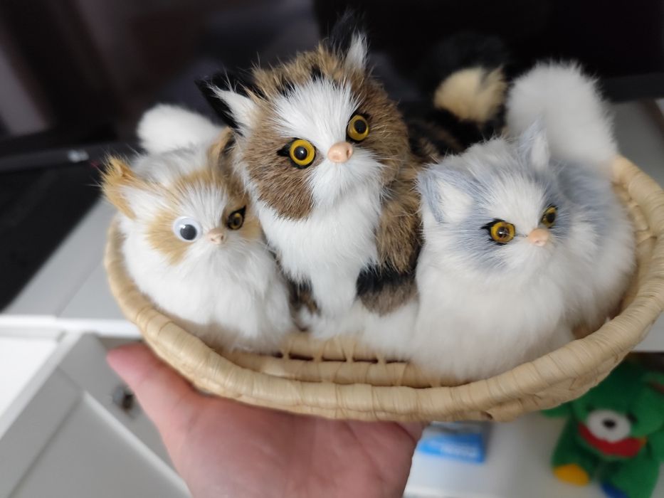 Cesto de gatos em pelo de coelho