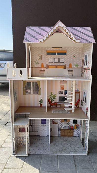 Деревяний ляльковий будинок Plum Shorehouse з меблями