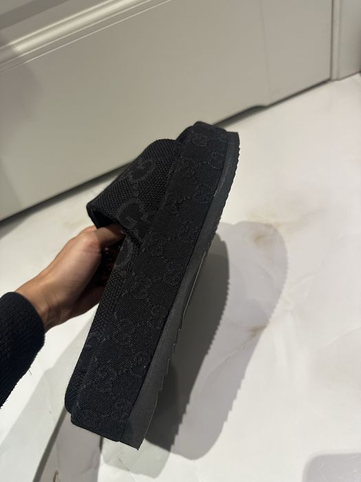 Czarne klapki gucci na platformie 37 na podwyższeniu nowe