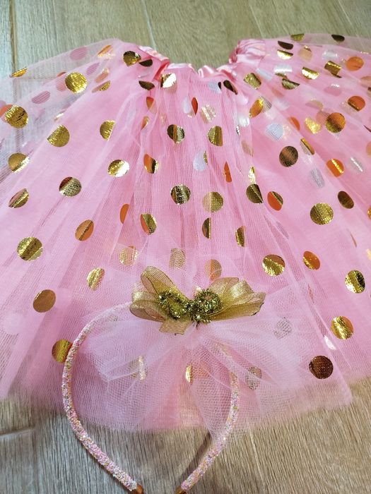 Спідниця новорічна костюм цукерки фатинова золота обруч сніжинка олень