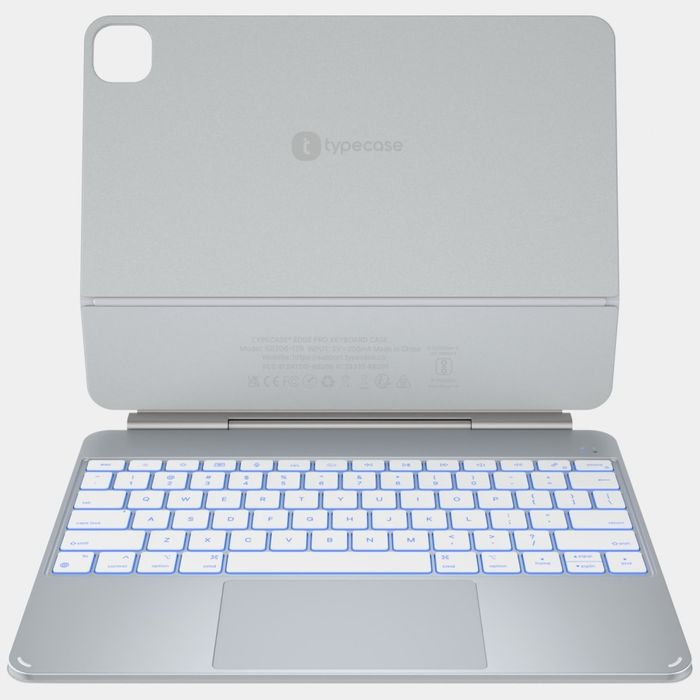 Etui Typecase Edge Pro z klawiaturą do iPad Air 13 M2 2024 / M3 2025 / M4 2026 srebrny