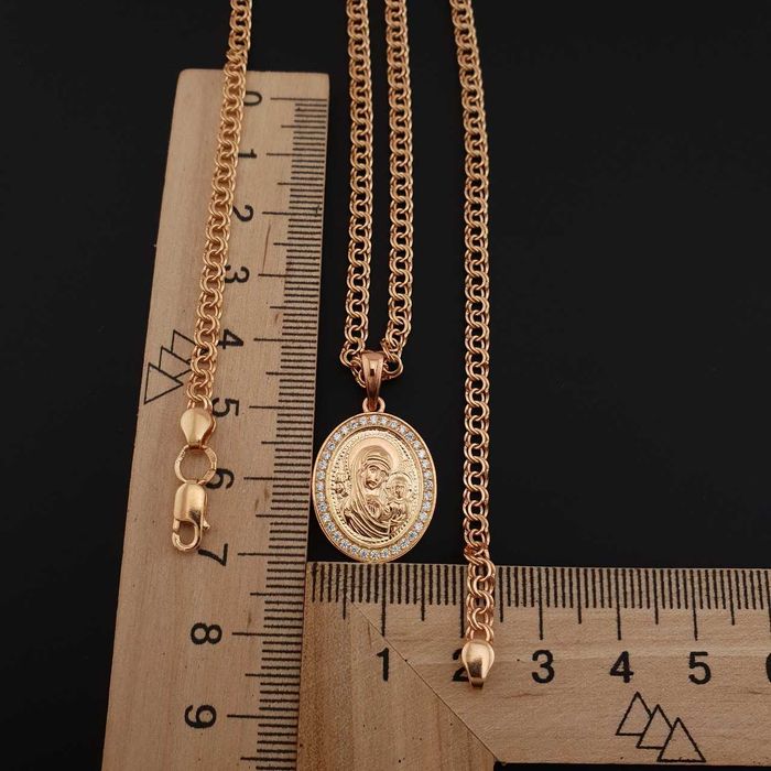 Позолочена срібна цепочка. Ланцюжок позолота і кулон оберіг Богородиця