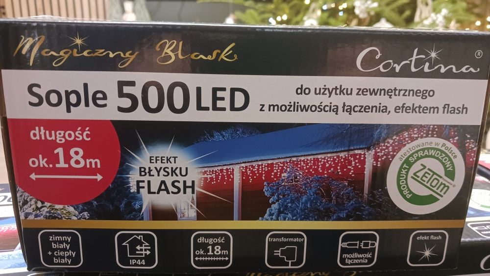 PROMOCJA Sople lampki 500 Led długość 18m