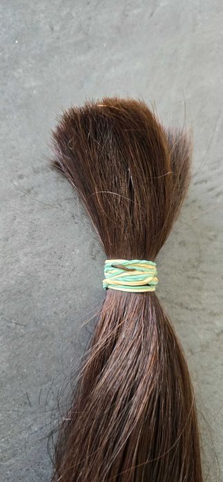 Włosy naturalne 42 cm  w kitce ciemny brąz waga 92 gram