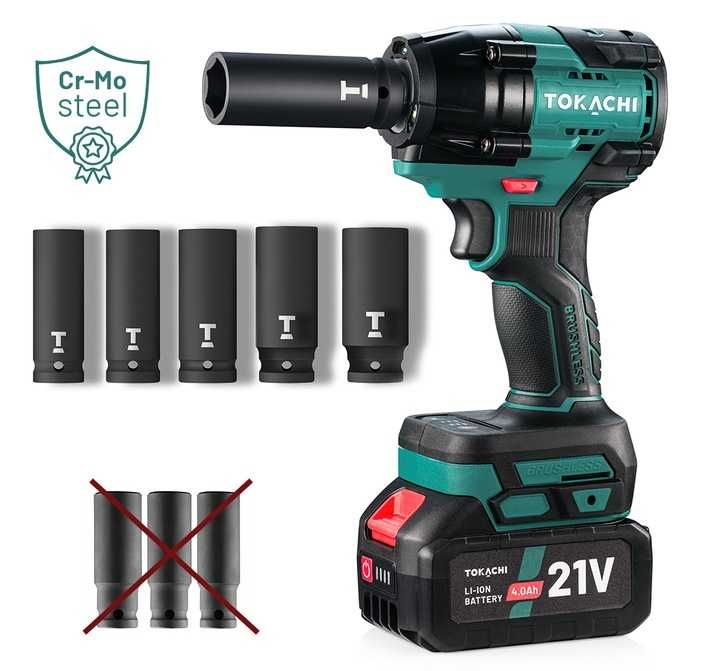 ZESTAW 2w1 Klucz Udarowy akumulatorowy 800Nm bezszczotkowy mocny 21V