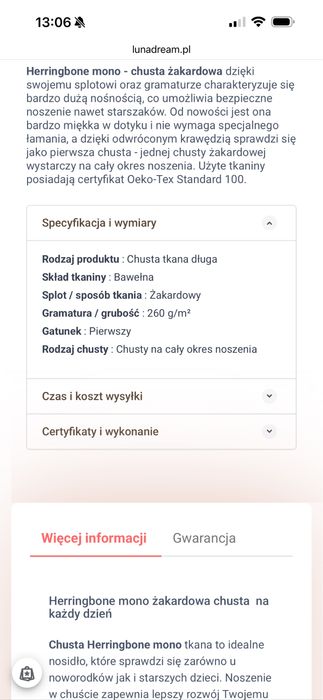 Chusta do noszenia dzieci