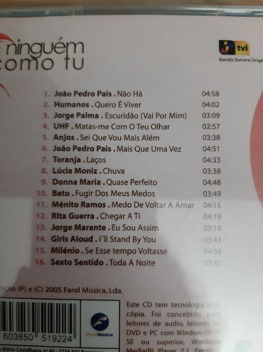 CD Ninguém como tu novela TVI