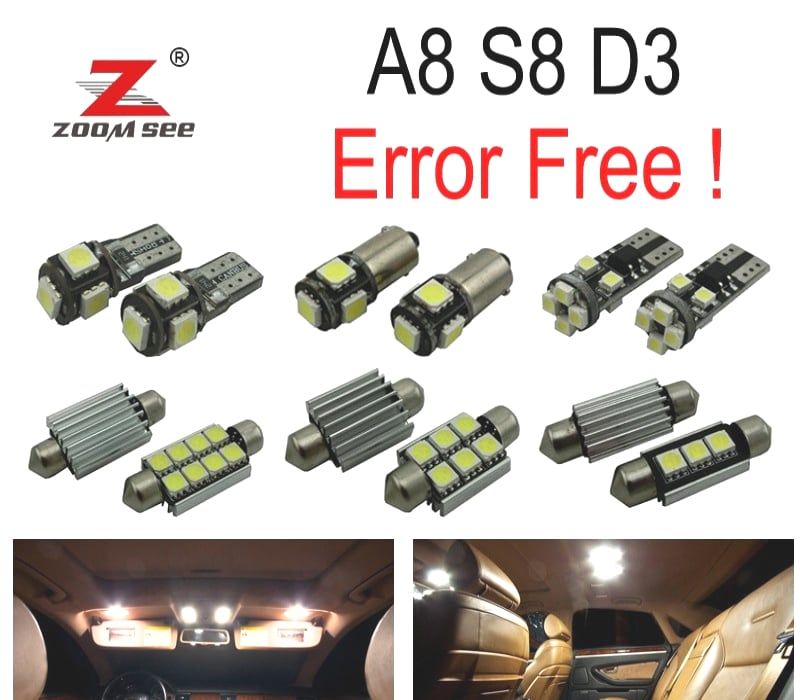 KIT COMPLETO DE 25 LÂMPADAS LED INTERIOR AUDI A8 S8 D3 2003-2009
