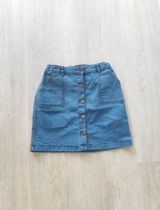Spódnica jeansowa dżinsowa XS/S na guziki kieszenie elegancka do pracy