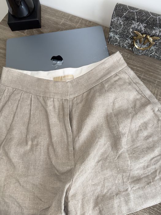 MICHAEL KORS cappuccino 100% lniane szorty