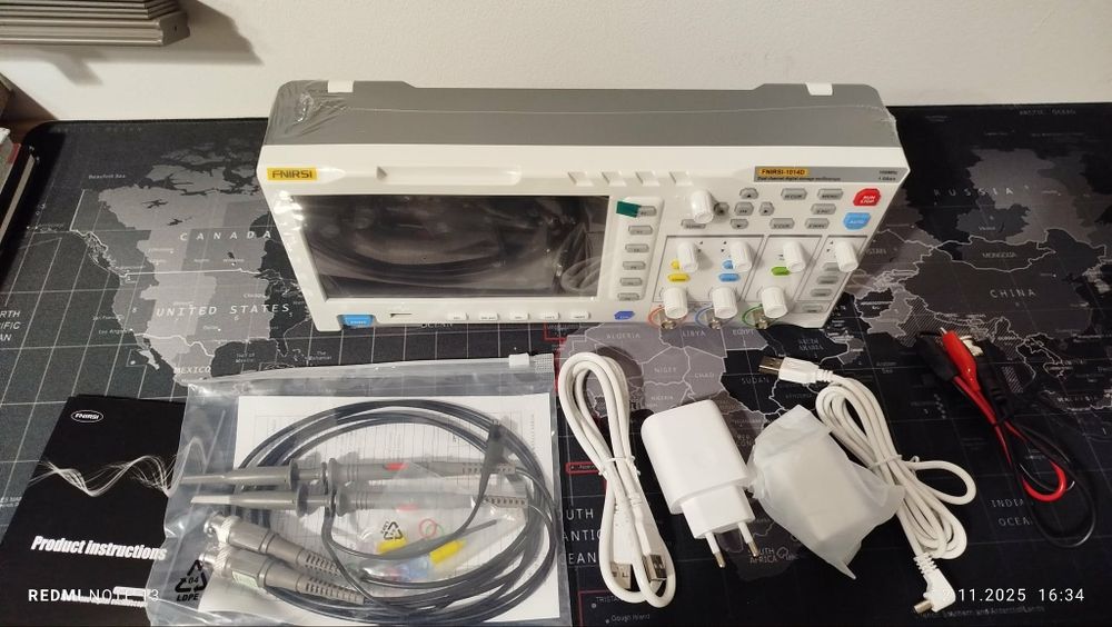 Oscyloskop Fnirsi 1014D z generatorem. 2 kanaly