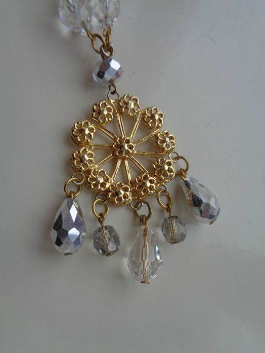 кулон намисто чеськ кришталь вінтаж стан нов 70см+7см кулон