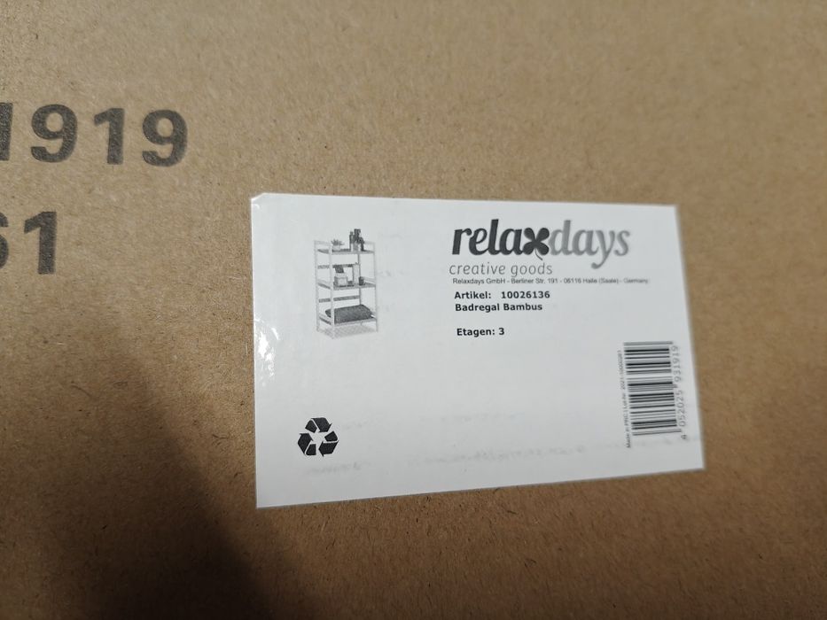 Relaxdays Regał łazienkowy, półki na kosmetyki, ręczniki i przybory, r