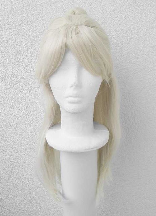 Barbie blond peruka z grzywką kitką cosplay wig długa przebranie