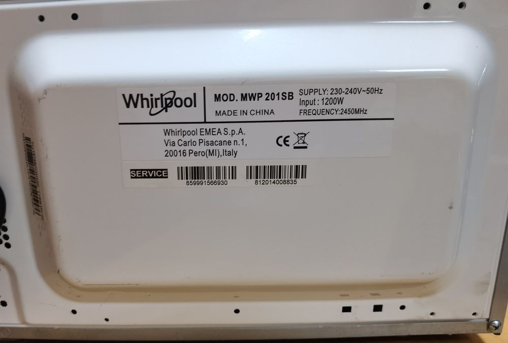 Mikrofala Whirlpool MWP 201sb - części