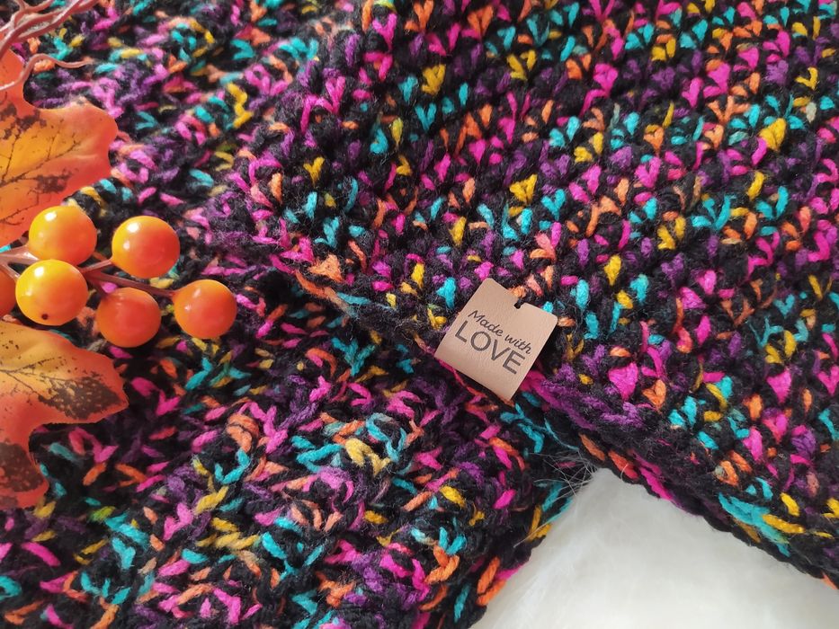 Komplet boho czapka i komin na szydełku Handmade