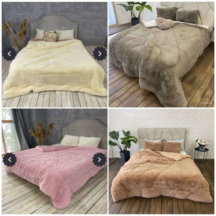 Пухнасте товстенькі мʼякі хутряні ковдри покривала "Травичка ведмідь"