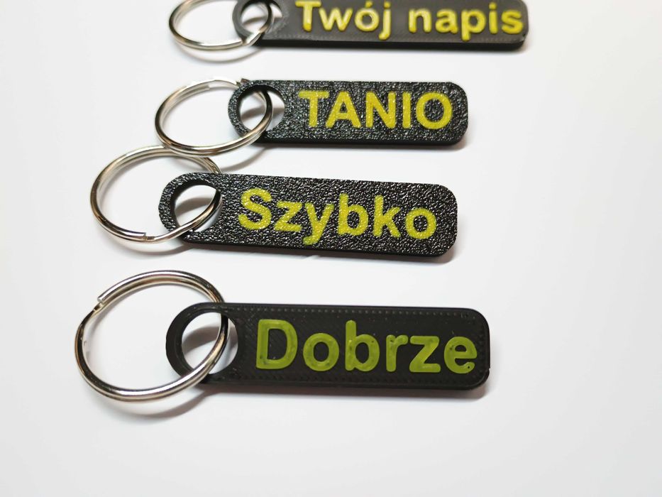 Brelok z własnym napisem DRUK 3D Napis do wyboru