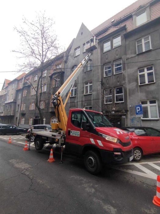 Podnośnik koszowy, zwyżka wynajem z operatorem, bez operatora od 6-35m