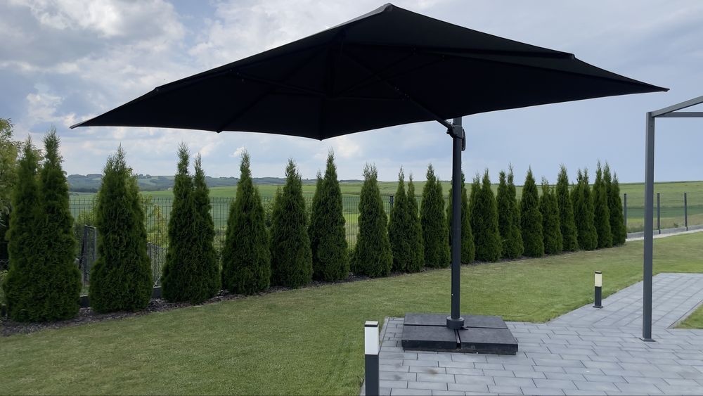 Parasol ogrodowy Naterial Aura 290x390x275 cm! Antracytowy! + podstawa + obciążenia