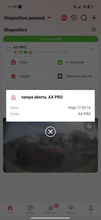 Alarme Hikvision de 96 zonas com 3PIR com câmara, 1 teclado e 1 sirene.
