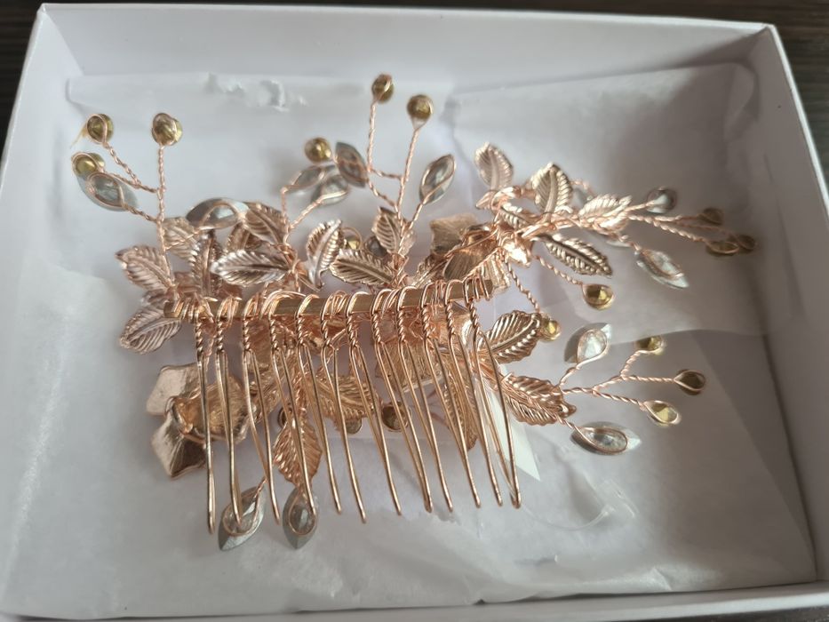 Grzebyk ślubny do włosów Rose Gold