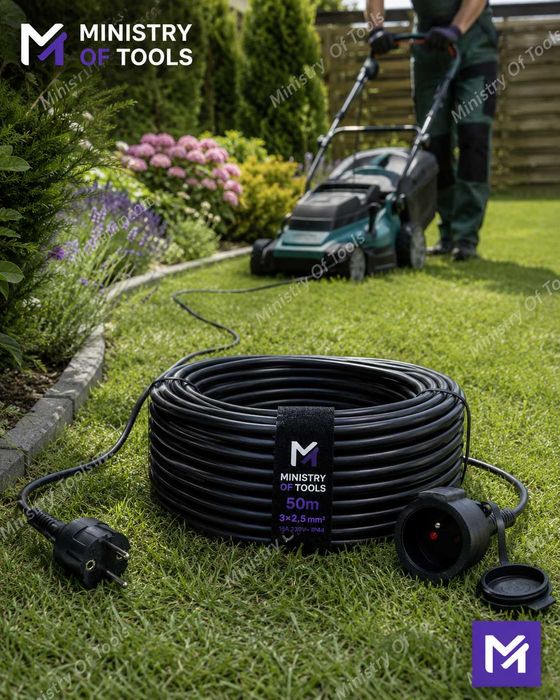 PRZEDŁUŻACZ budowlany, ogrodowy 50m 3X2,5 mm Gruby