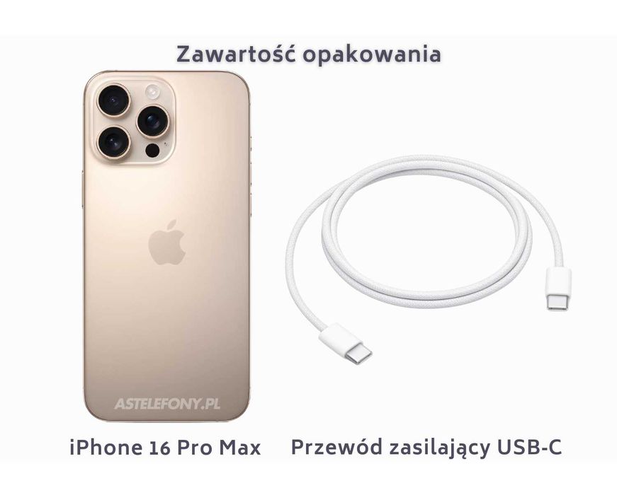 NOWY iPhone 16 Pro Max 256GB Tytan Pustynny 5100zł Żelazna 89 W-wa