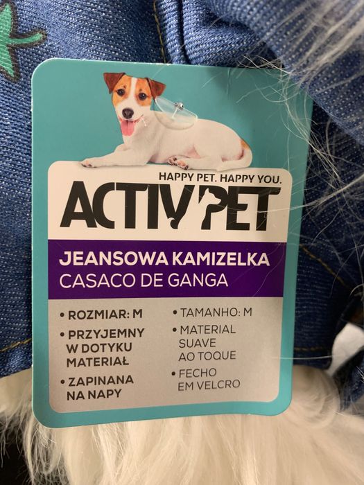 Kamizelka jeansowa jeans w truskawki dla psa Maltańczyk Nowa