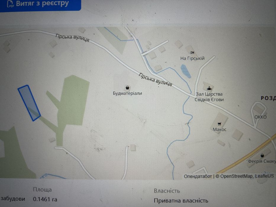 Земельна ділянка під будівництво