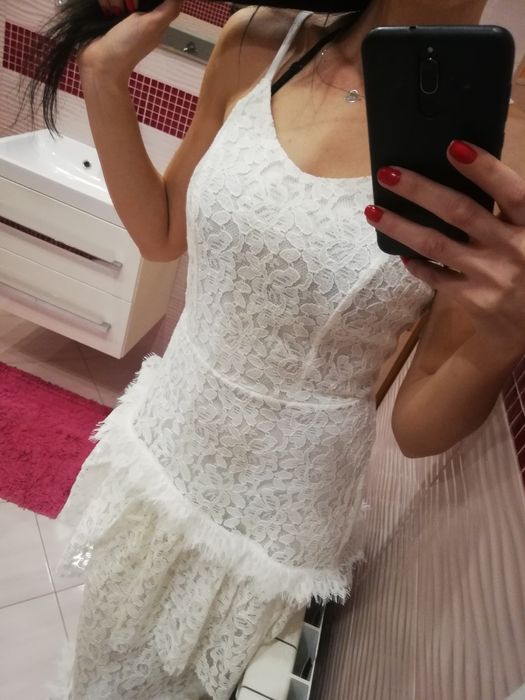 Nowa długa sukienka maxi 36 s biała suknia s/m hiszpanka koronkowa