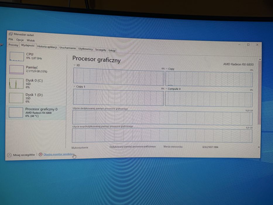 PC Komputer rx6800 16gb 16gb ddr4