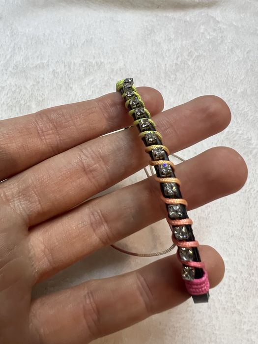 Bransoletka handmade ręcznie robiona pleciona cyrkonie kryształki 12
