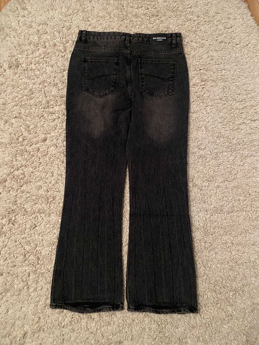 Джинси flared BALENCIAGA lost tape faded jeans клеш кльош джинсы чорні