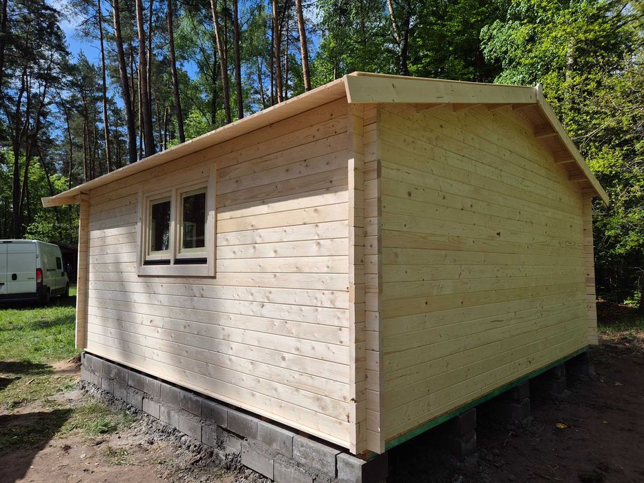 SOLIDNY domek LETNISKOWY drewniany 5m x 5m*25 m2*ściany aż 45 mm*ROD