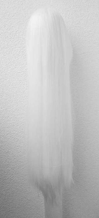Długa prosta biała peruka 100cm z grzywką cosplay biały długi wig