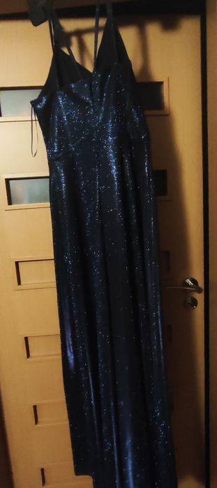 Sukienka balowa granatowa z brokatem